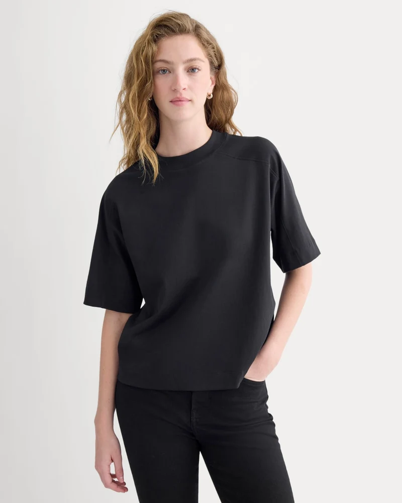 Oversized Seamed Tee | Black