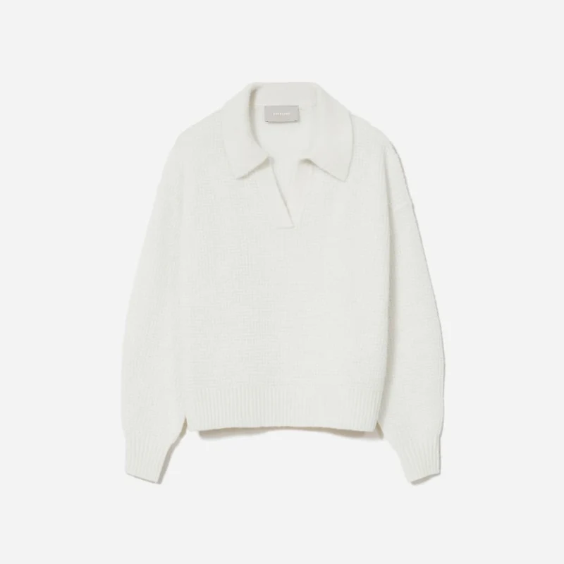 The Alpaca Waffle-Stitch Polo | Snow
