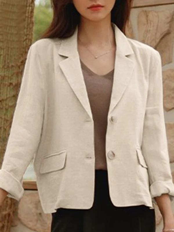 Dames Work OL Blazer Katoenen jassen met volledige mouwen en revers