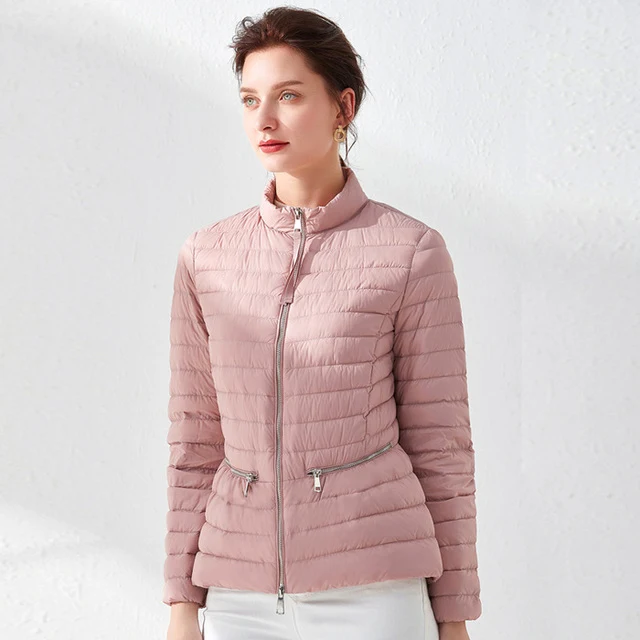 Mode roze slanke taille jas jassen gewichtloze parka's
