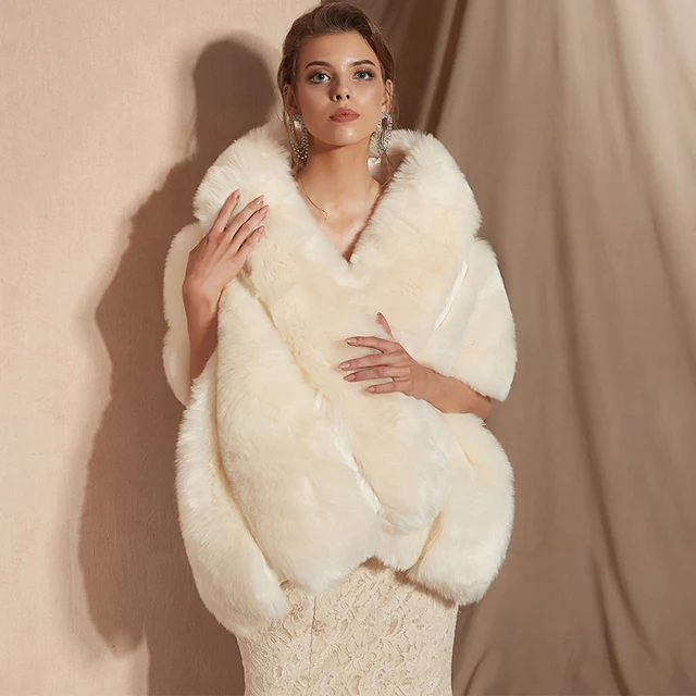 Bruiloft Sjaals Vrouwen Wraps Nepbont Party Cloak Wraps