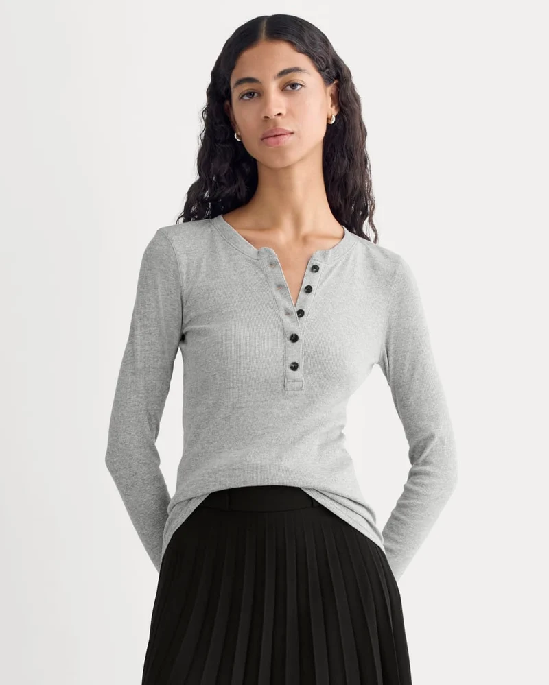 The Luxe Rib Henley | Classic Heather Grey