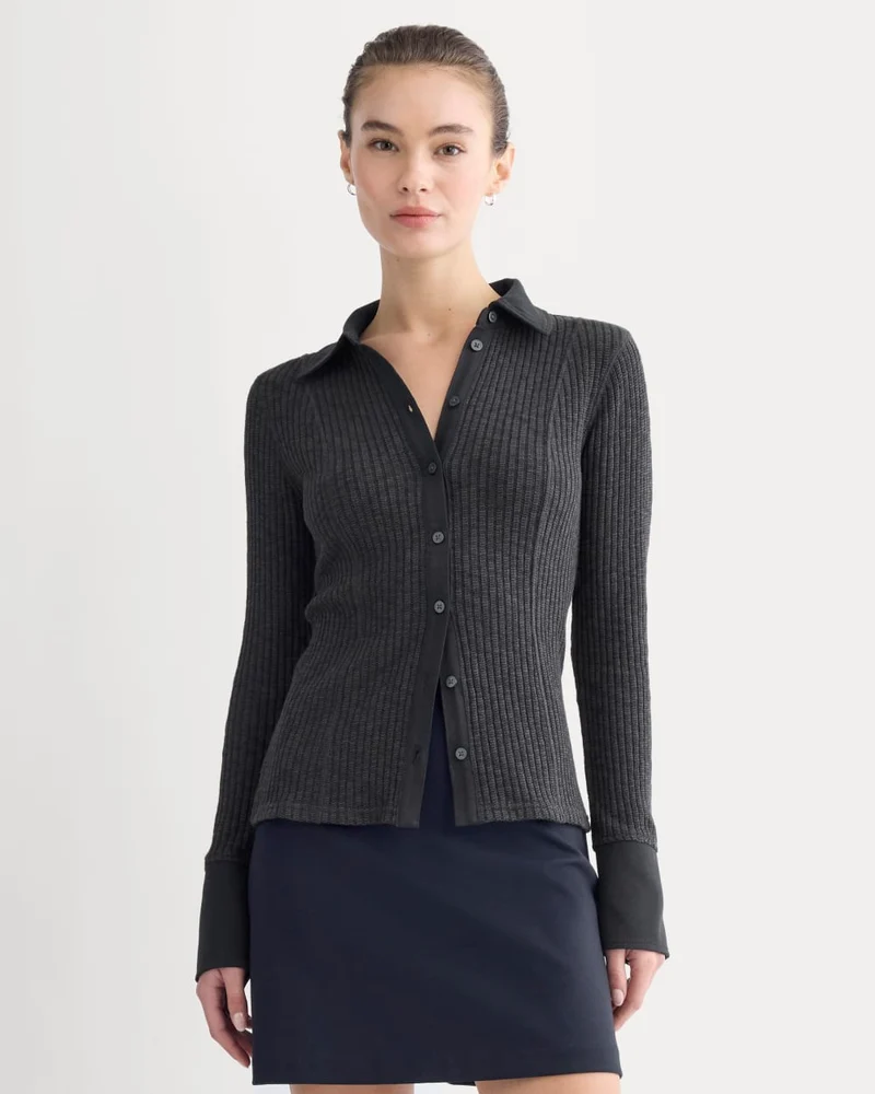 Cozy Rib Button-Up | Black