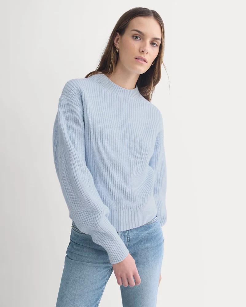 Cropped Ribbed Crew in Everyday Cotton | Skywriting