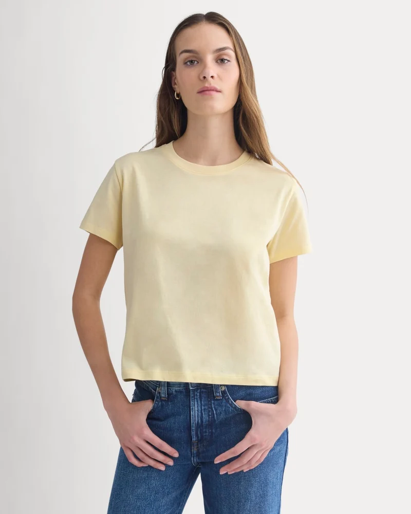 The Box-Cut Tee in Essential Cotton | Double Cream | No Pocket