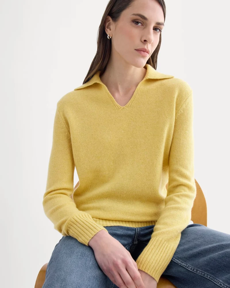 Cashmere Polo Sweater | Double Cream Heather