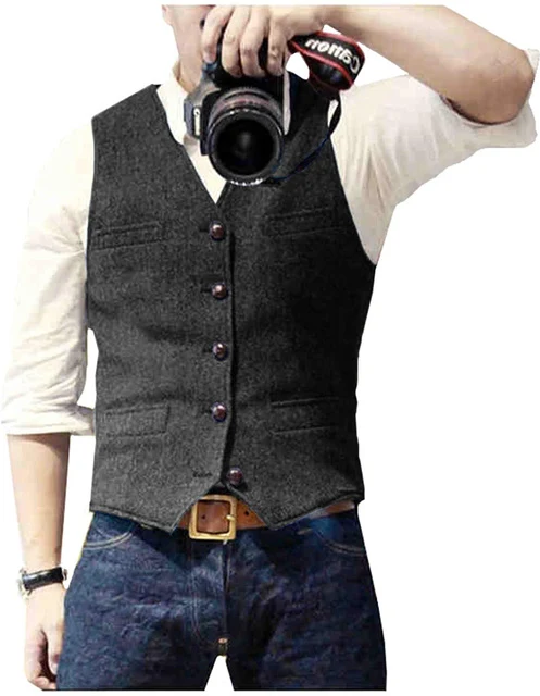 Heren Casual Klassiek Pakvest V-hals Slim Fit Zakelijk