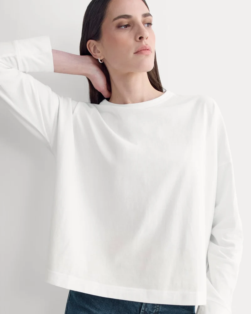 Oversized Boxy Crew in Essential Cotton | White