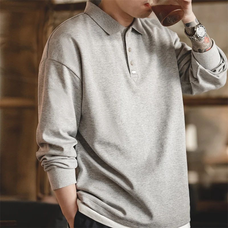 Stijlvolle katoenen revers effen tops poloshirts