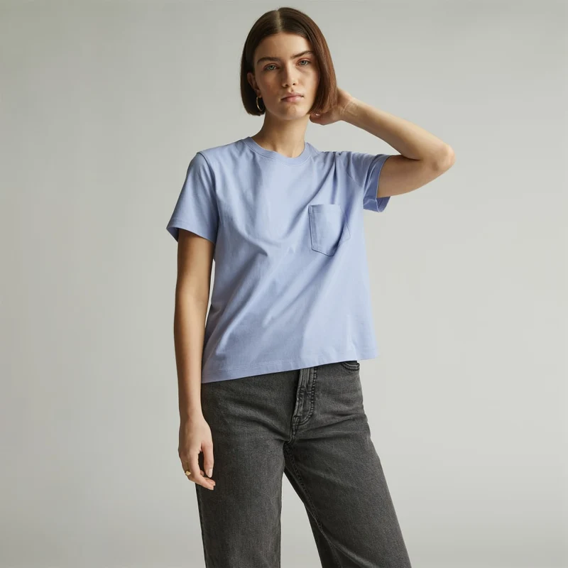 The Box-Cut Tee in Essential Cotton | Periwinkle | Pocket