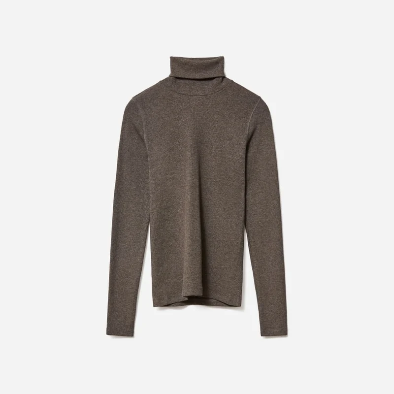 The Luxe Micro-Rib Turtleneck | Heathered Fatigue