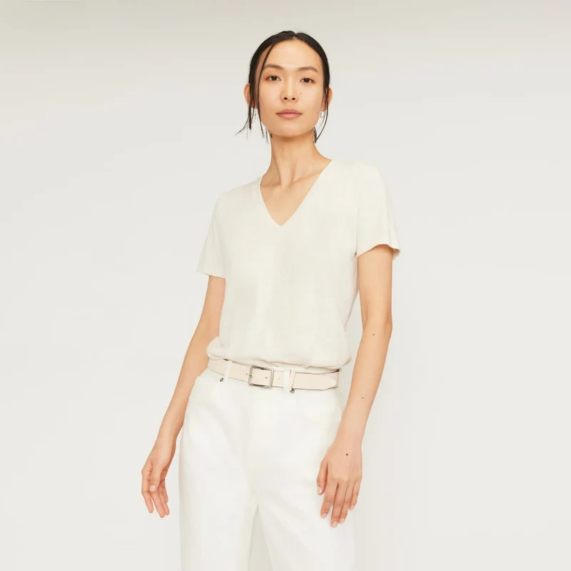 The Organic Cotton V-Neck | Heathered Oat