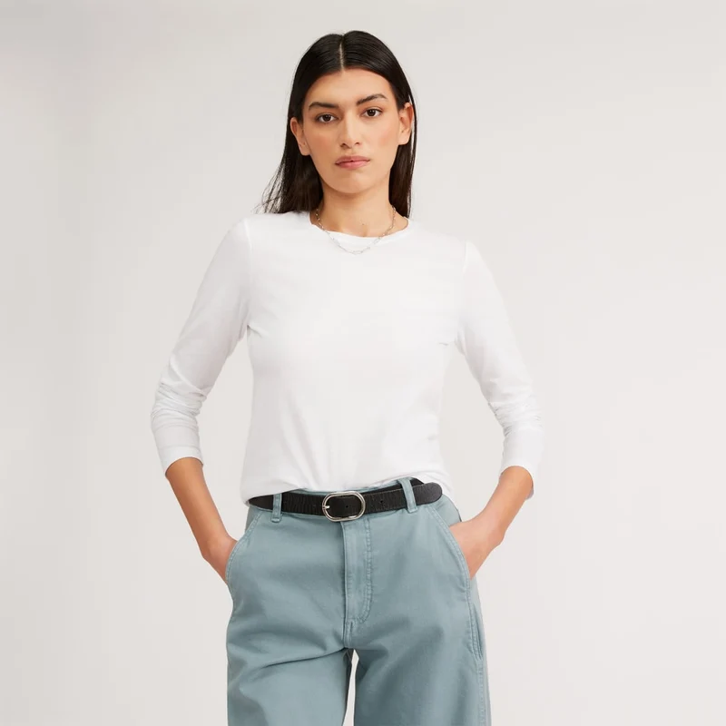 The Organic Cotton Long-Sleeve Crew | White
