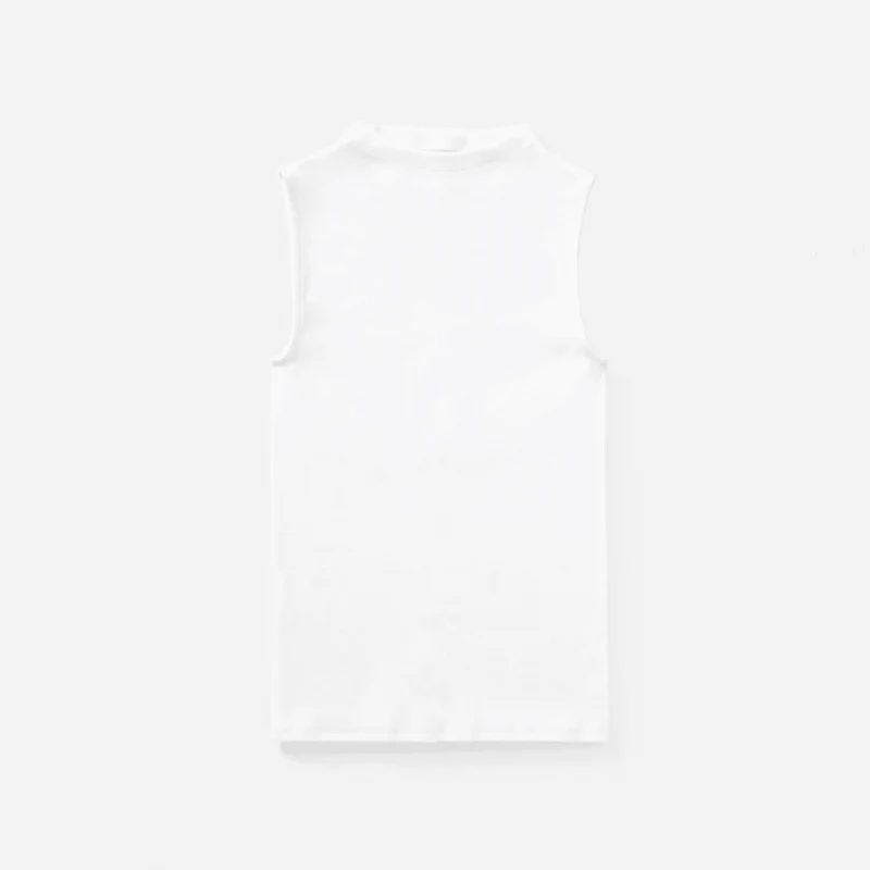 The Pima Micro-Rib Funnel-Neck Tank | White