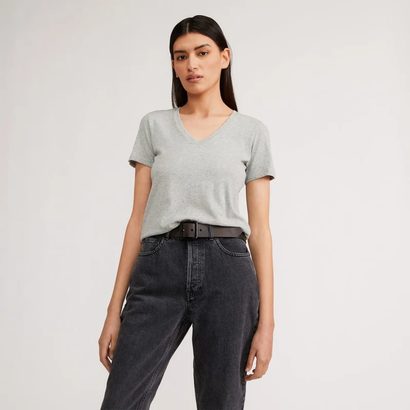 The Organic Cotton V-Neck | Heathered Grey