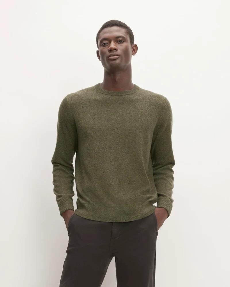 The Grade-A Cashmere Crew | Heathered Army Green