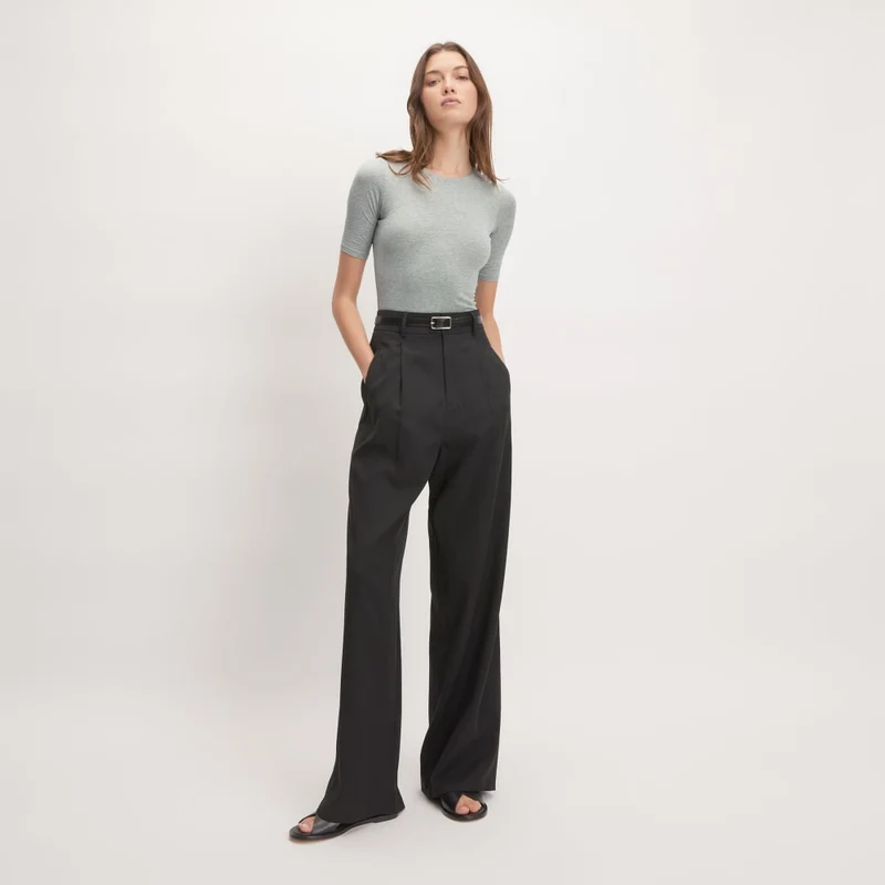 The Short-Sleeve Crew Neck Bodysuit | Heathered Grey | Bikini