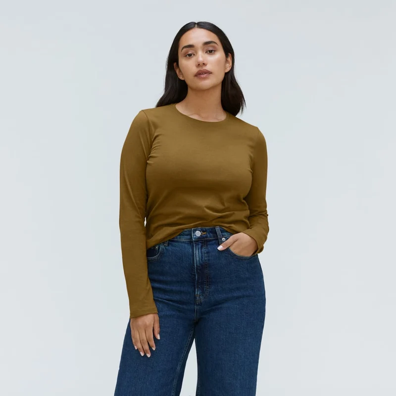 The Organic Cotton Long-Sleeve Crew | Tapenade