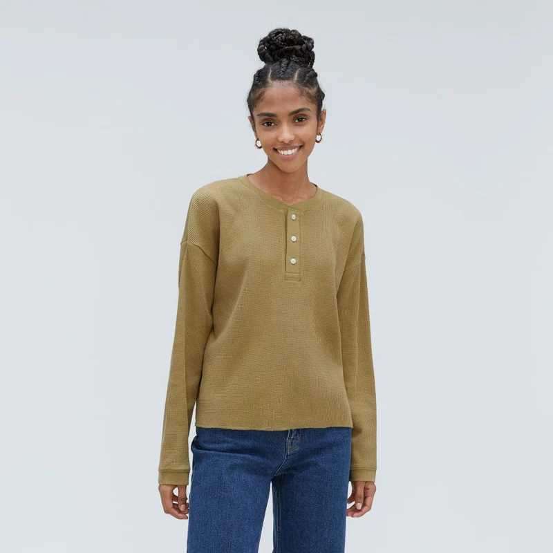 The Organic Cotton Waffle Henley | Fennel Seed