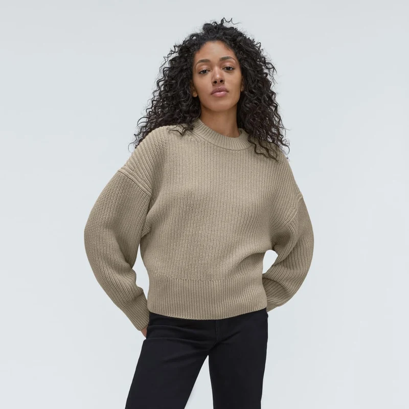 The Texture Cotton Crew | Trench Coat Khaki