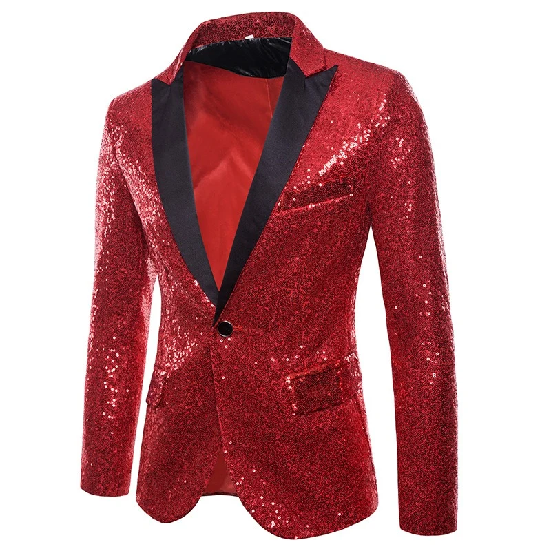 Glanzende gouden pailletten met glitter verfraaid blazerjasje Galakostuumblazer
