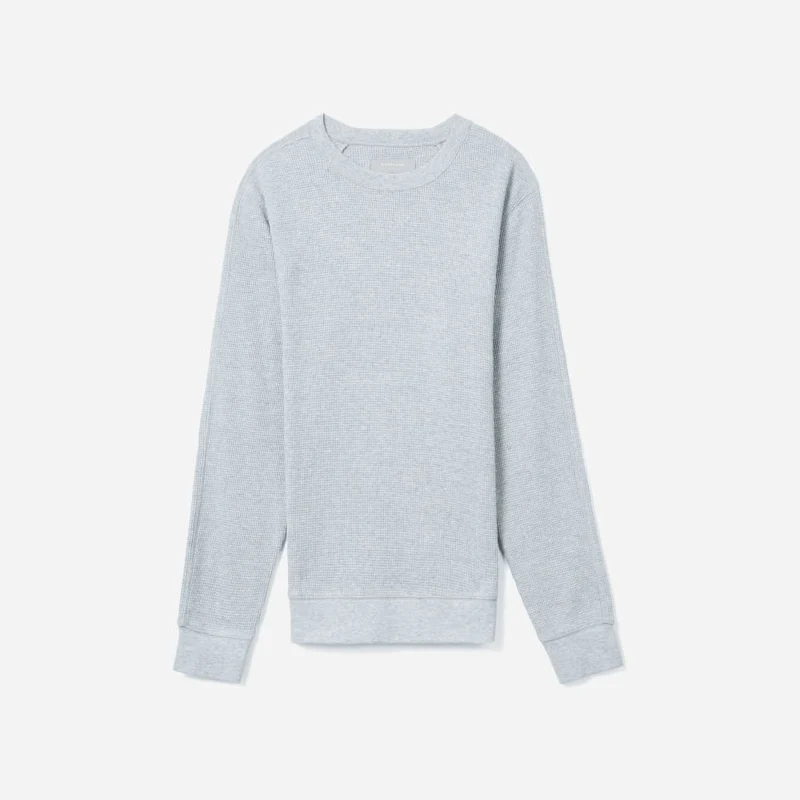 The Waffle Long-Sleeve Crew Tee | Heathered Light Grey