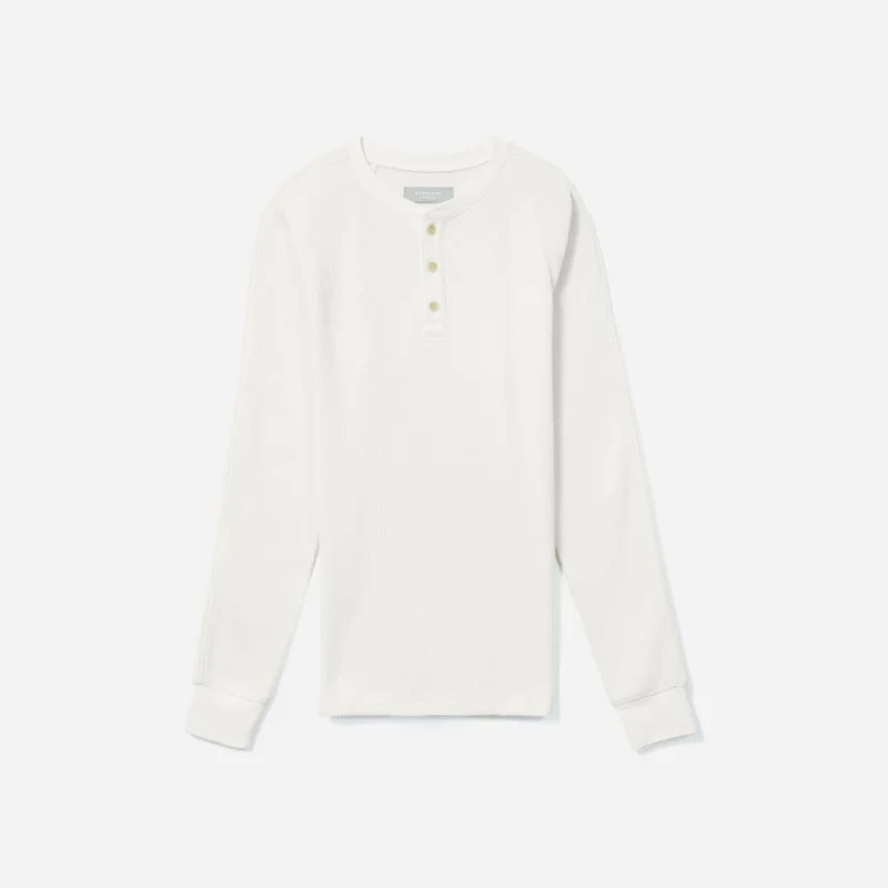 The Waffle Long-Sleeve Henley Tee | Off-White