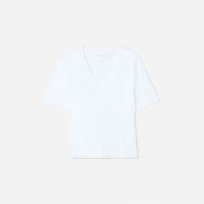 The Organic Cotton Slouchy V-Neck | White