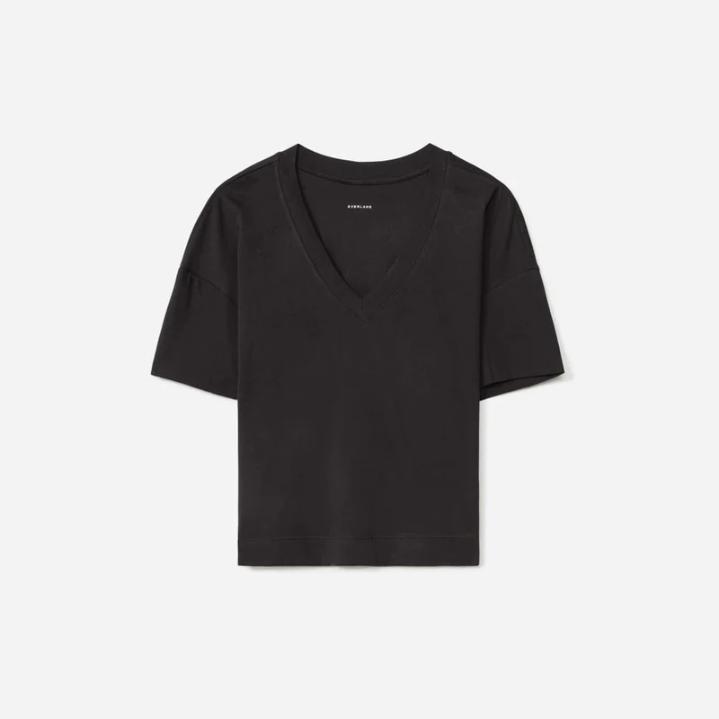 The Organic Cotton Slouchy V-Neck | Black