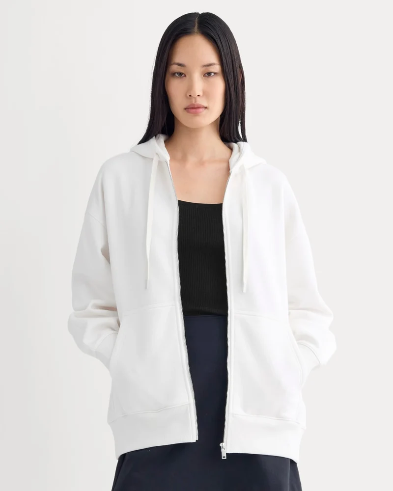 Luxe Fleece Oversized Full-Zip Hoodie | Bone