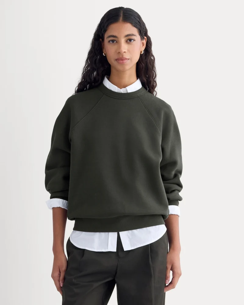 Luxe Fleece Raglan Crewneck | Washed Black