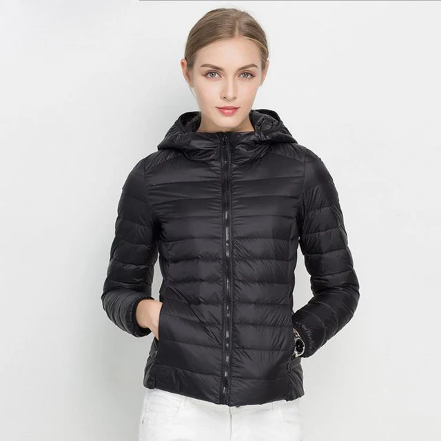 Dames wit winter draagbaar uitloper ultralicht jack