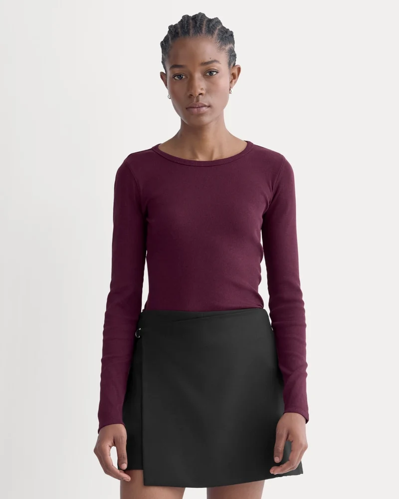 The Luxe Rib Long-Sleeve Crew | Heathered Port Royale