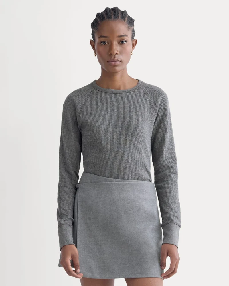 Slim-Fit Crew in Cozy Waffle | Heathered Charcoal
