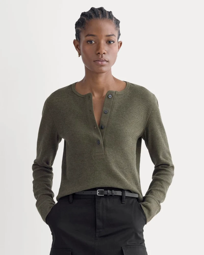 Boxy Henley in Cozy Waffle | Heather Beech