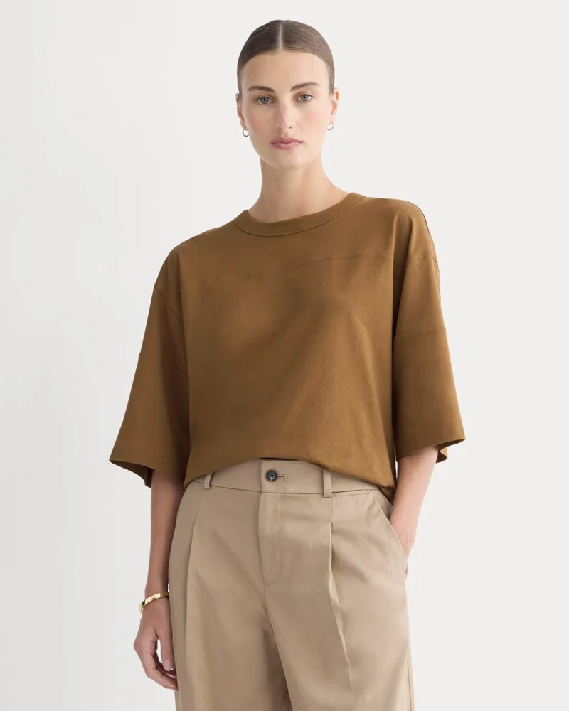 Oversized Varsity Tee in Essential Cotton | Toffee