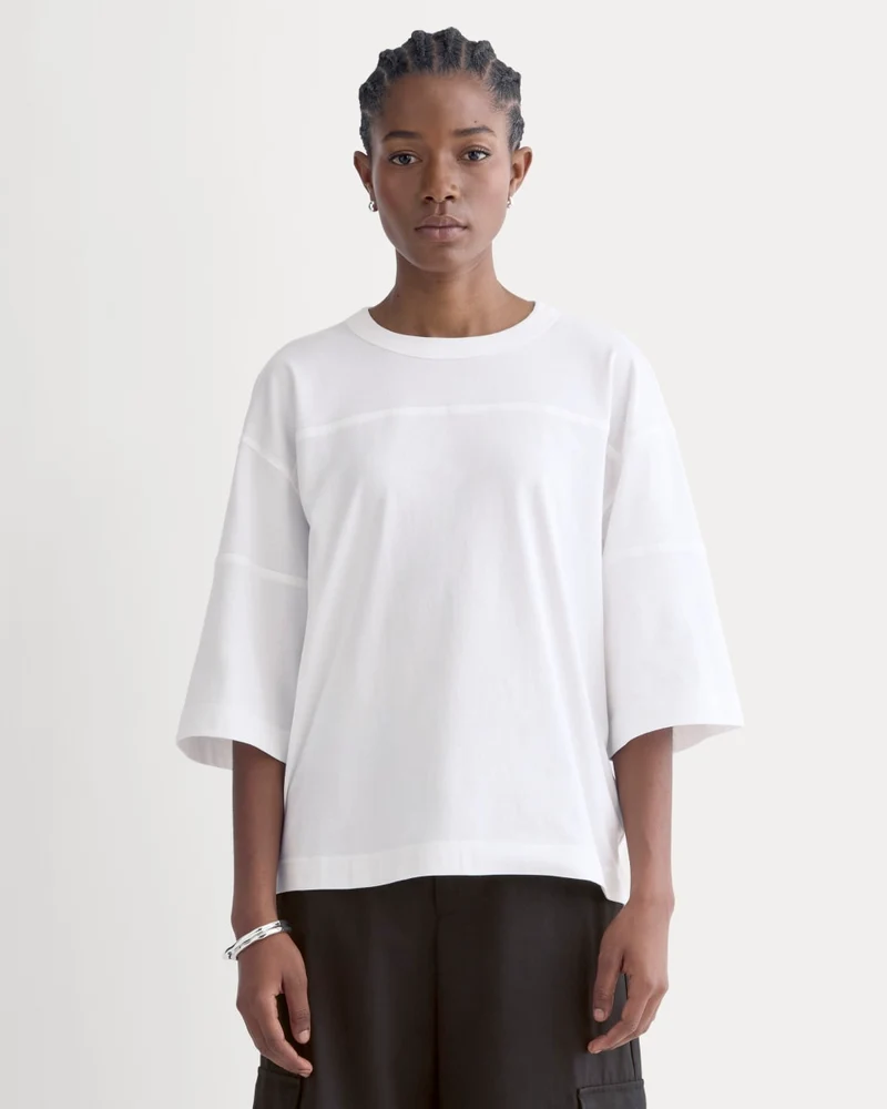 Oversized Varsity Tee in Essential Cotton | White