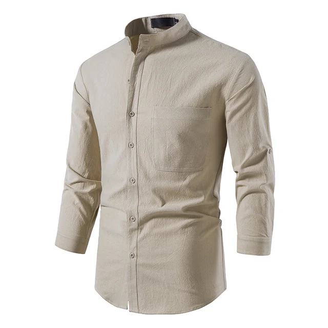 Mannen Casual Blouse Katoen Linnen Shirt Losse Tops