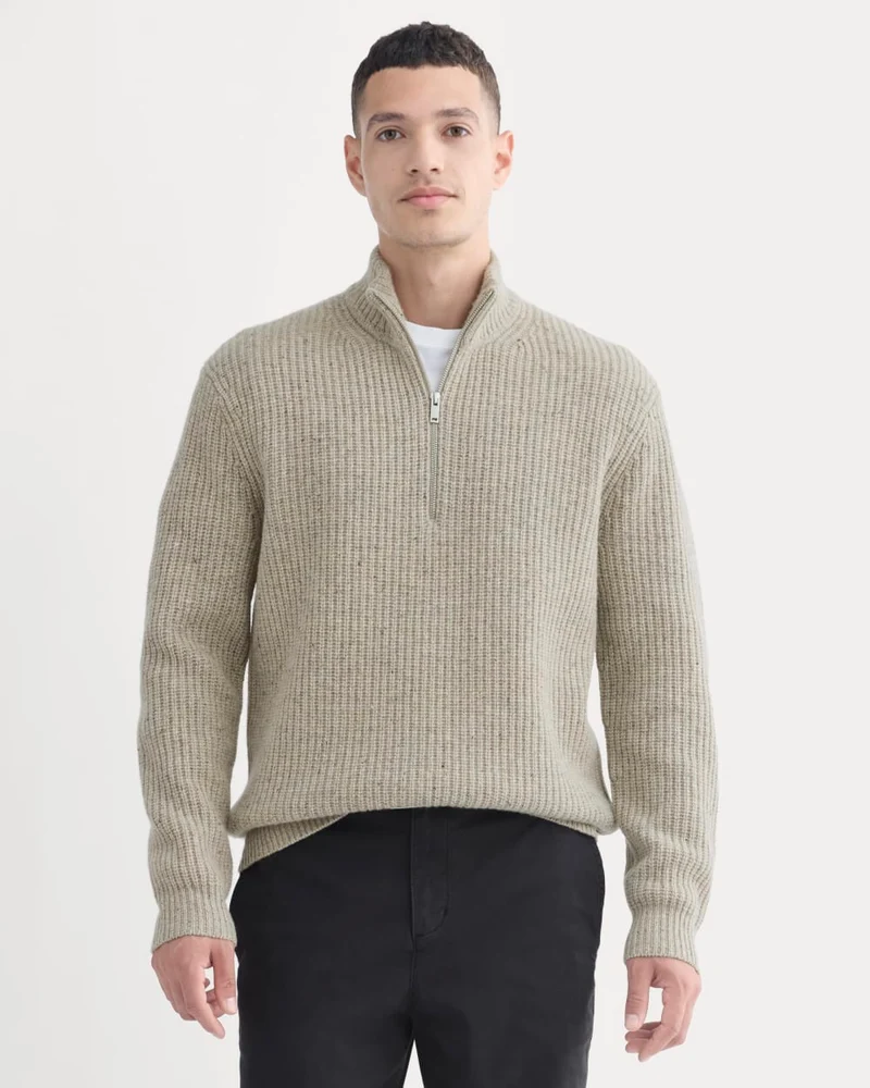 The Felted Merino Half-Zip Sweater | Heather Gravel Donegal
