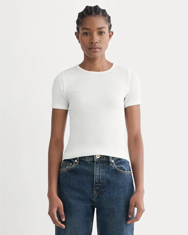 The Luxe Rib Crew | White