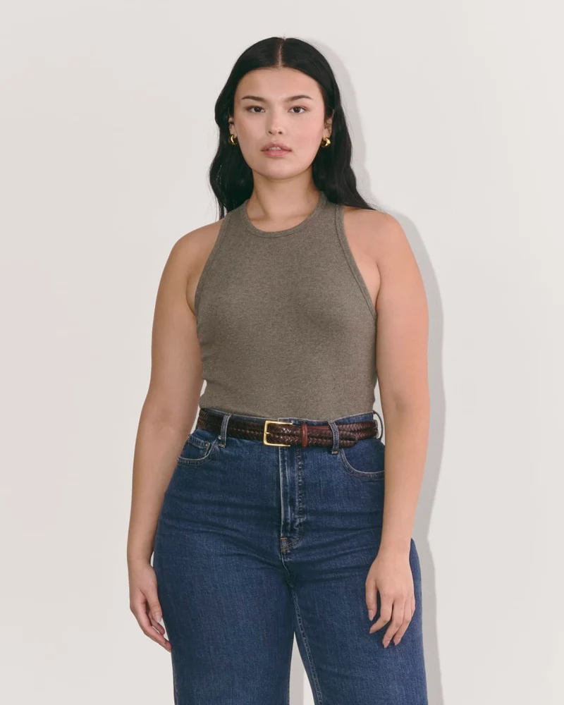 The Luxe Rib Racerback Tank | Heathered Fatigue
