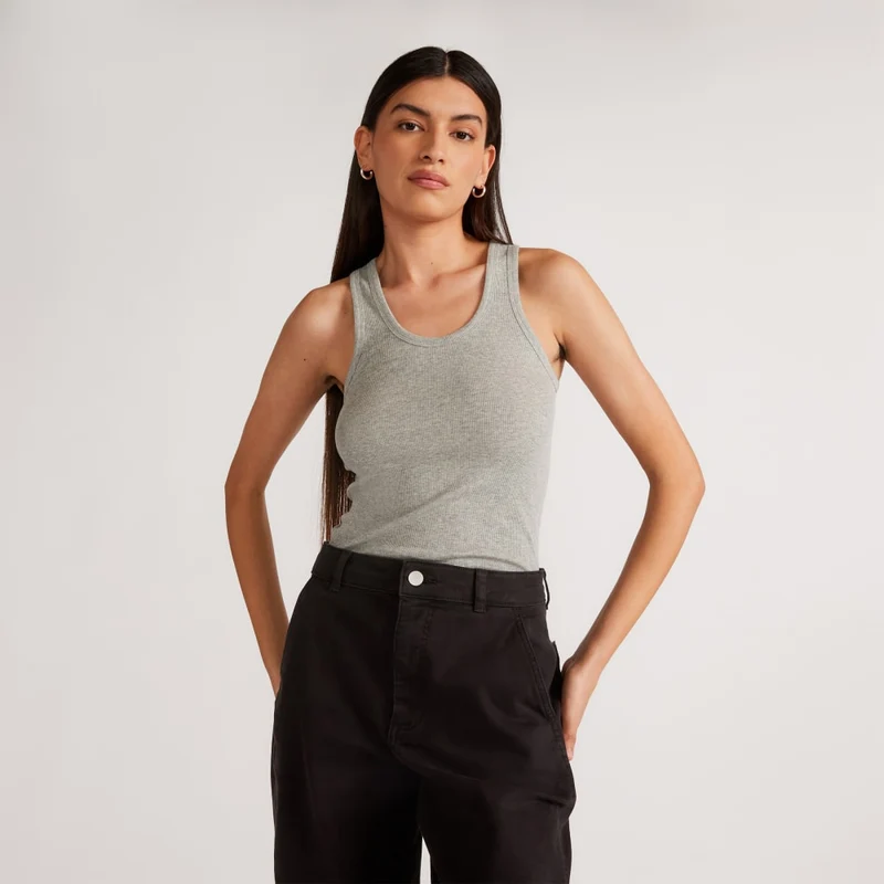 The Luxe Rib Tank | Heathered Grey
