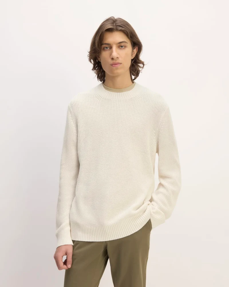The No-Sweat Ribbed Crew | Heathered Canvas