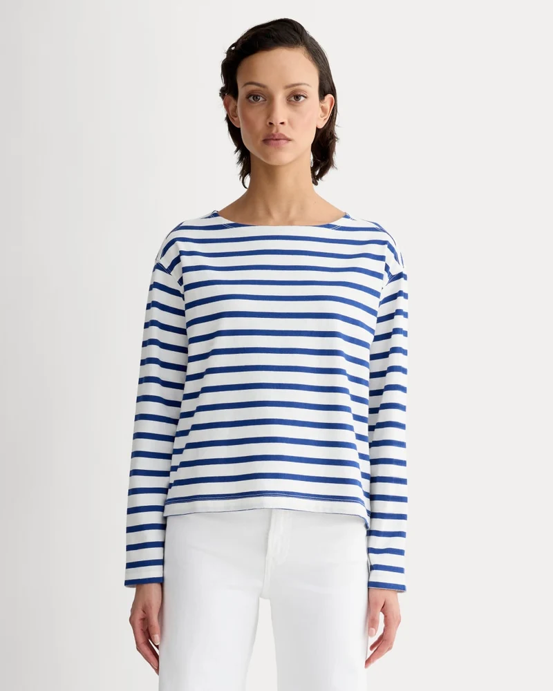 The Mariner Tee | Bone / Mazarine Blue