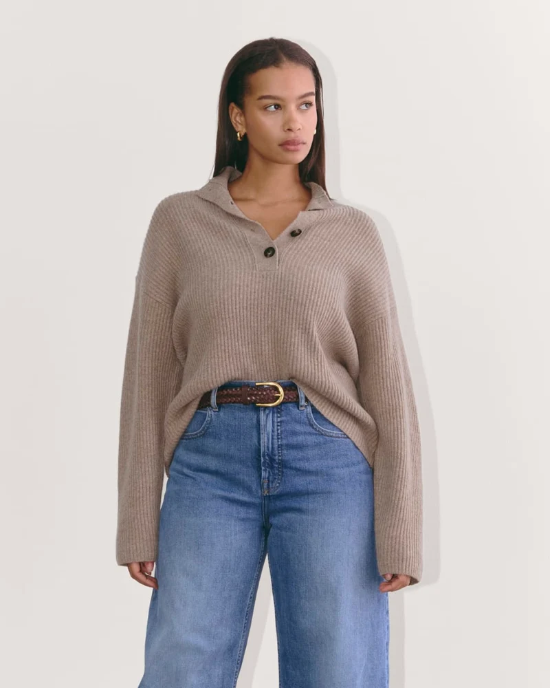The Cocoon Henley in Wool Cashmere | Oatmeal