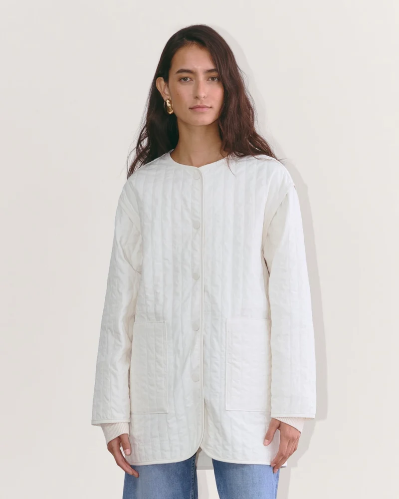 The Midi Quilted Liner | Bone