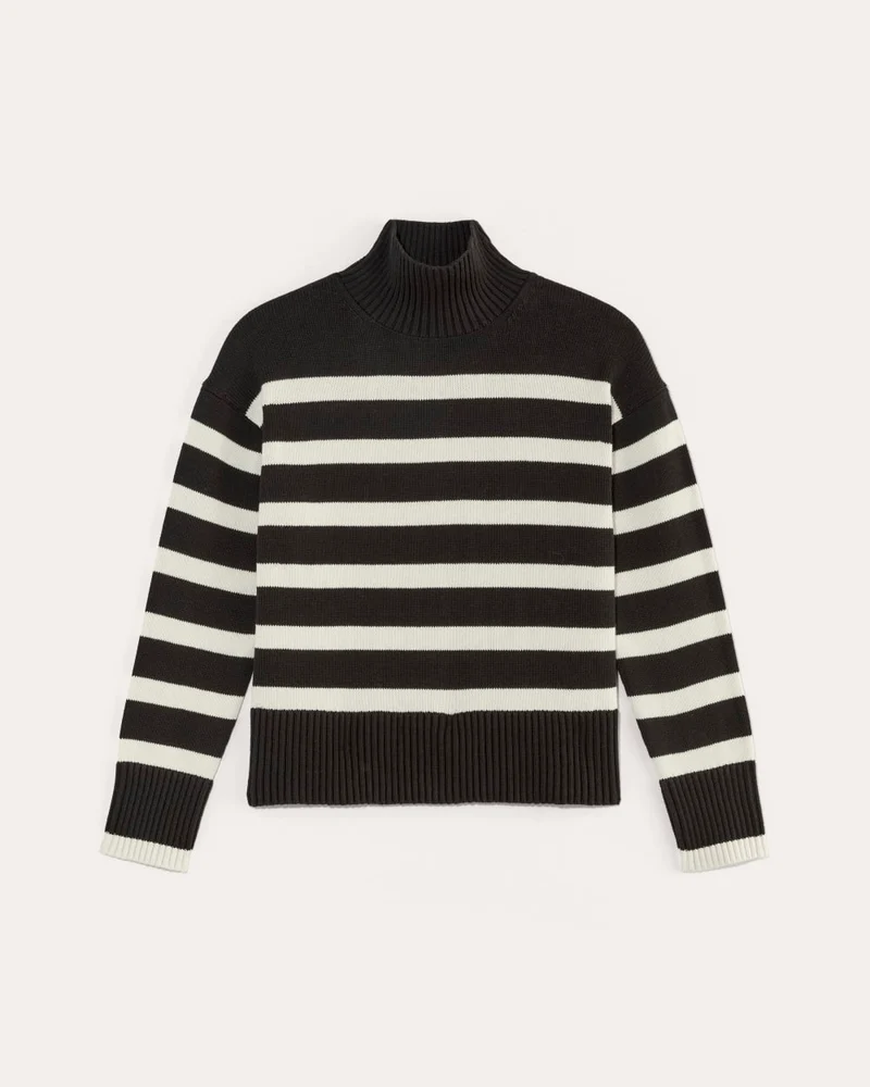 The Boxy Turtleneck in Everyday Cotton | Black / Canvas