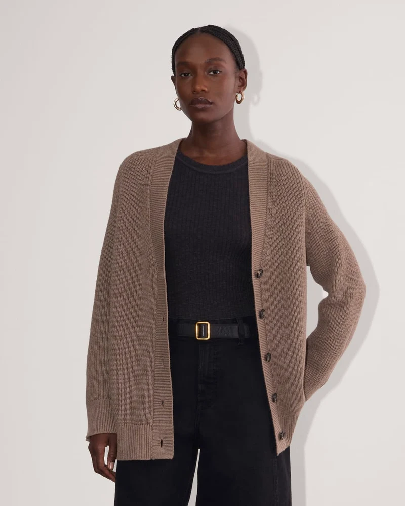 The Long Cocoon Cardigan | Heather Taupe