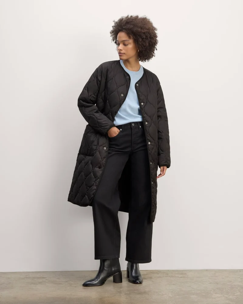 The Long Quilted Liner | Black