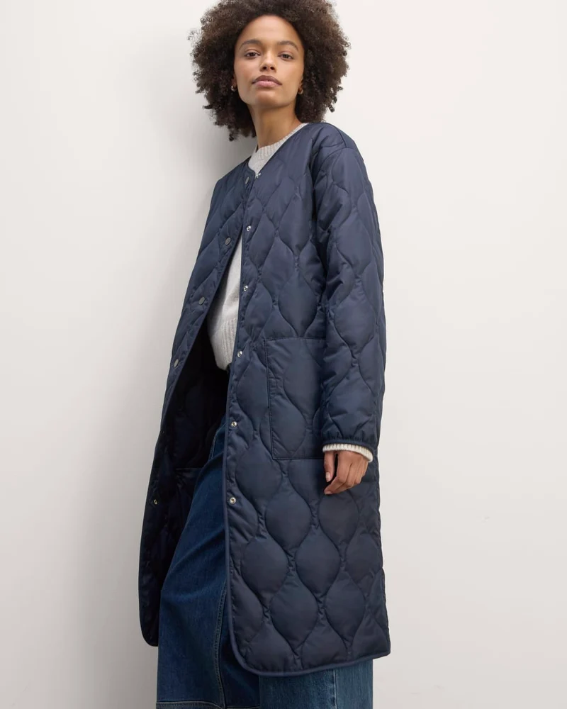 The Long Quilted Liner | Navy